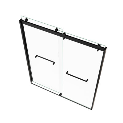 Porte de douche à dérivation, porte coulissante, avec verre trempé 5/16 po et finition nickel brossé 6074