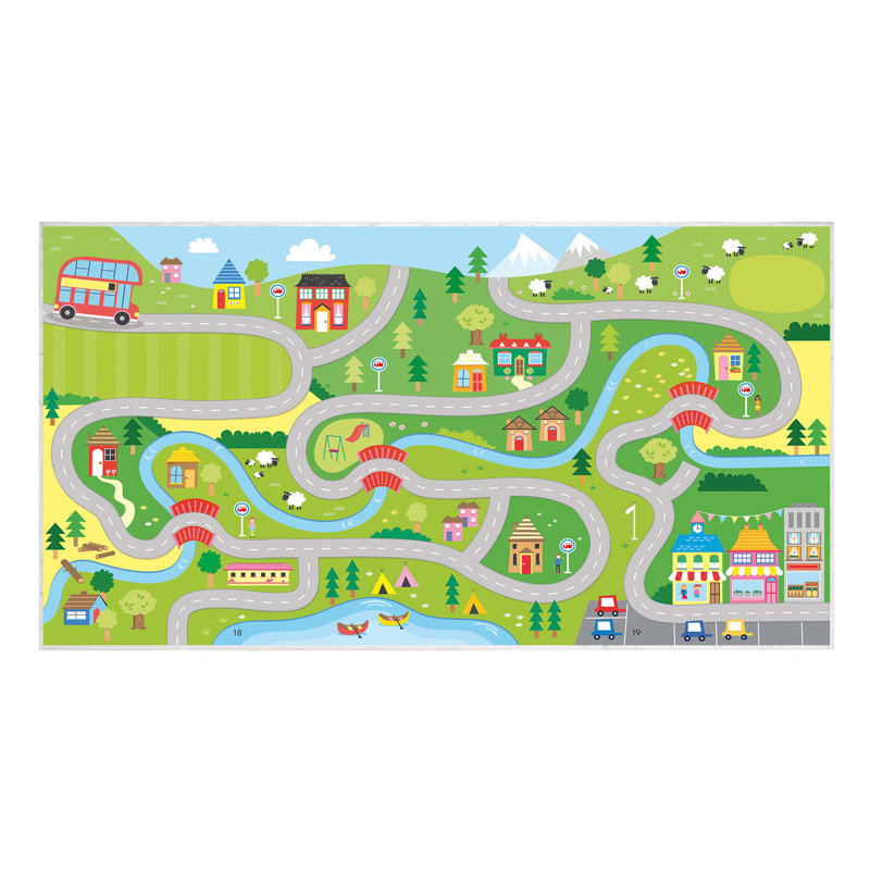 Maravilla Machine Woven Green/Grey/Yellow Rug, Rectangle 3'11" x 5'11"