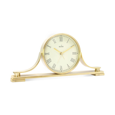 Traditional Roman Numeral Metal Quartz Movement / Crystal Alarm Tabletop Clock in Brass