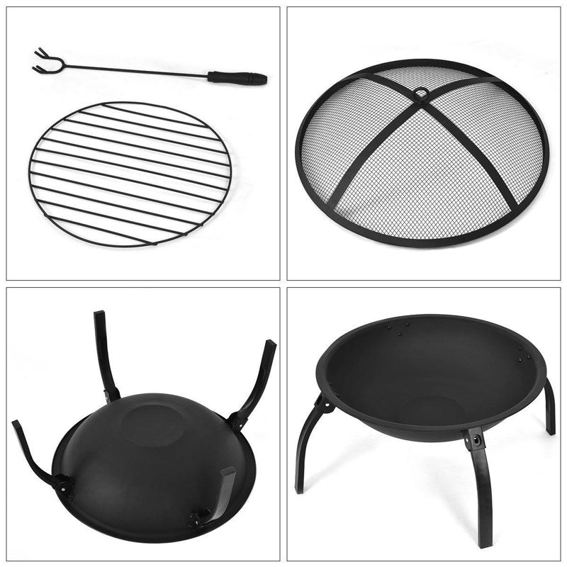 Laboy Round Steel Charcoal Smokeless Fire Pit