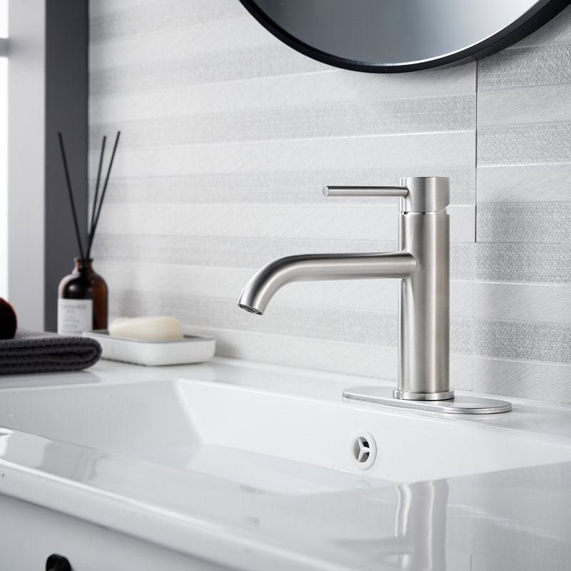 Bathroom Faucet Single Handle Basin Sink Luxury Bathroom Single Hole With Pop Up Sink Drain Assembly And Water Faucet Supply Lines Deck Plate