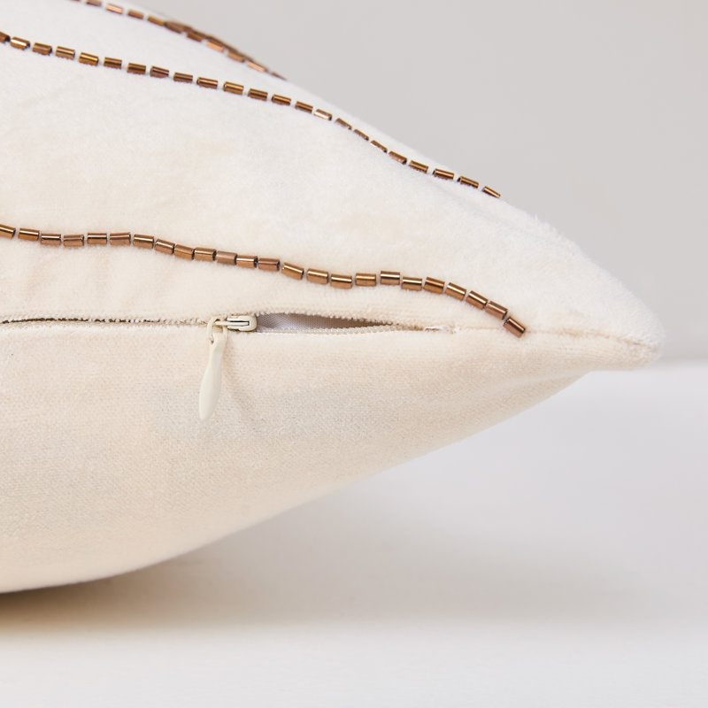 Housse de coussin en velours de coton Roots, Crème, crème