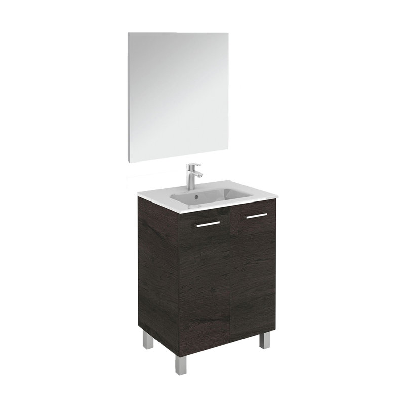 Wenge Logic 27.6'' Freestanding Single Bathroom Vanity with Ceramic Top