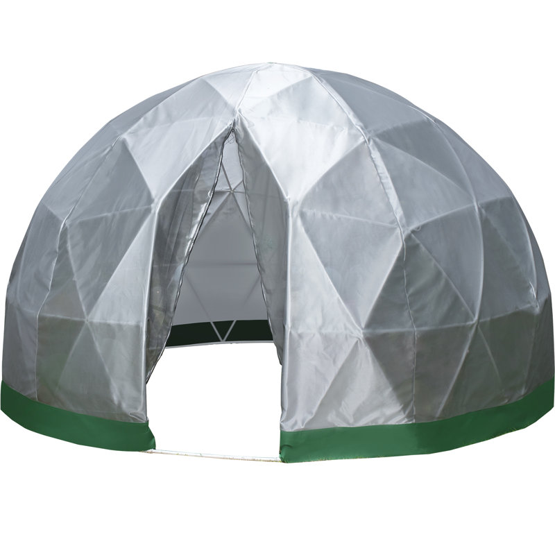Tente dôme de jardin en filet de polyester avec sac de transport et piquets Garden, Gris/vert, 2