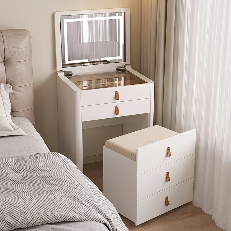 Tabouret roulant avec tiroirs de rangement fonctionnels pour meuble-lavabo avec rangement fonctionnel - Arrtle Furniture