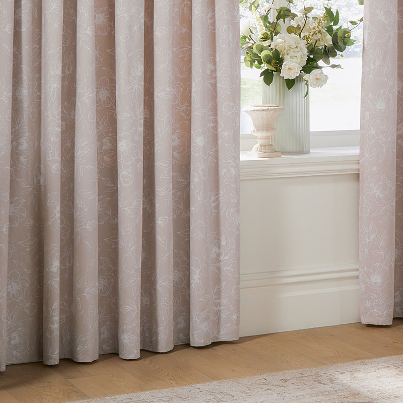 Bella Pencil Pleat Curtain Panel Pair, Beige, 117cm Width x 137cm Drop