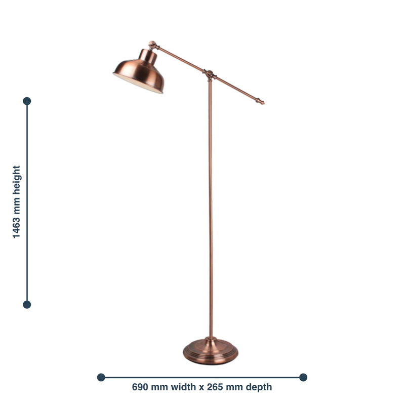 Langer Swing Arm Floor Lamp Set, Antique Brushed Copper, Antique Brushed Copper
