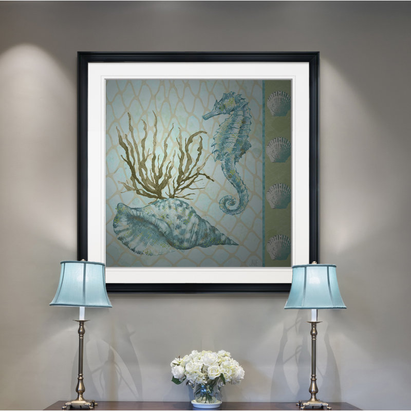 « under sea i », peinture, H 16 po x l 16 po x P 1,5 po, Cadre noir