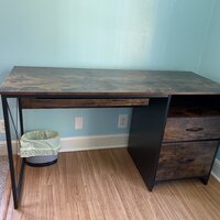 Labelle 55 W Writing Study Computer Table Workstation with Keyboard Tray Steelside Color (Top/Frame): Retro Gray Oak-Dark