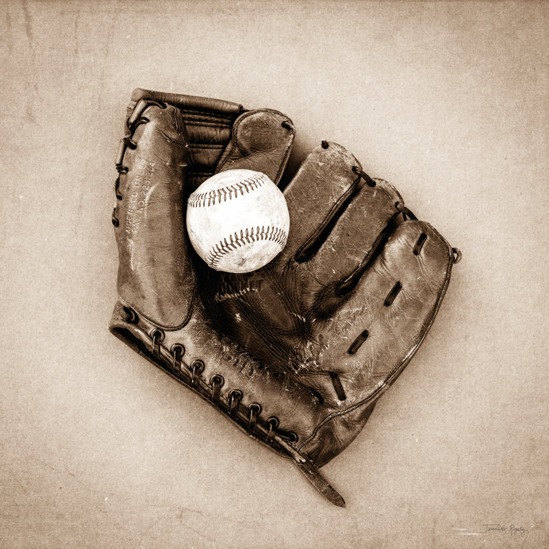 Baseball rétro - peinture, H 30 po x l 30 po, Non, Toile tendue