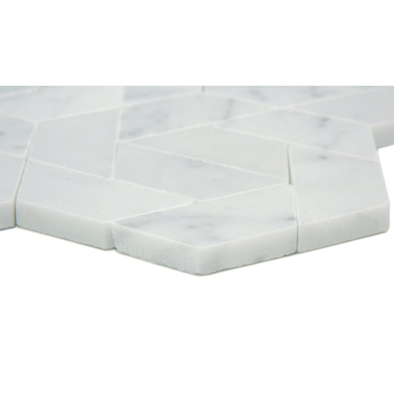 Bizou™ 9 x 13 in. Marble Decorative Accent Tile, White/White