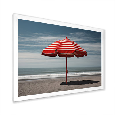 " Coastal Beach Red Umbrella "