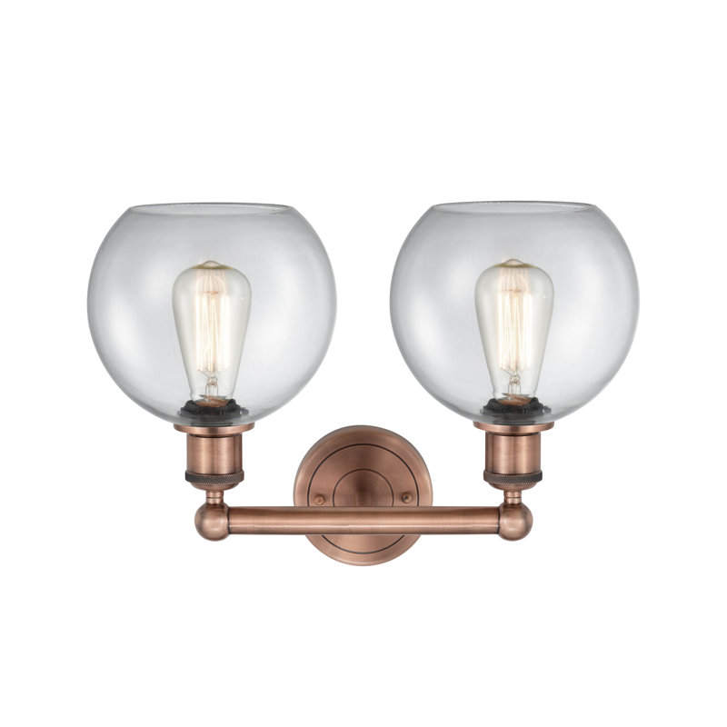 Ellington 2 - Light Dimmable Vanity Light, Clear, Antique Copper