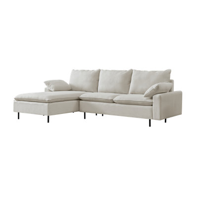 Modern L-shaped Sectional Sofa With Two Pillows