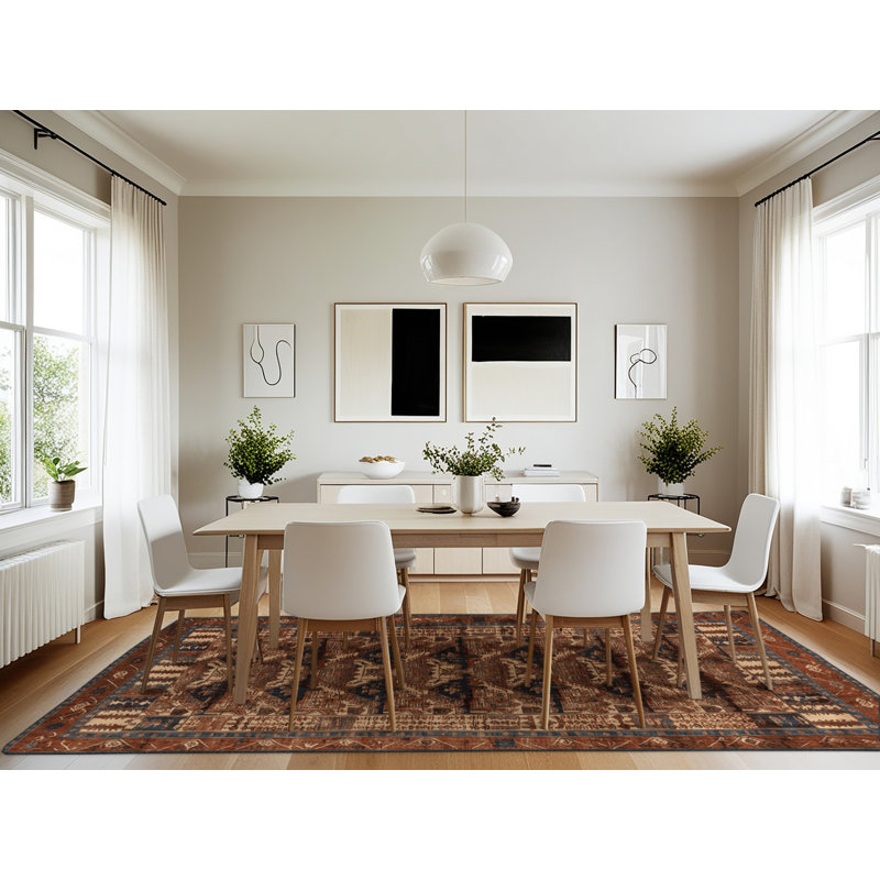 Tapis brun turc lavable à la machine, Rectangulaire 7 pi x 10 pi