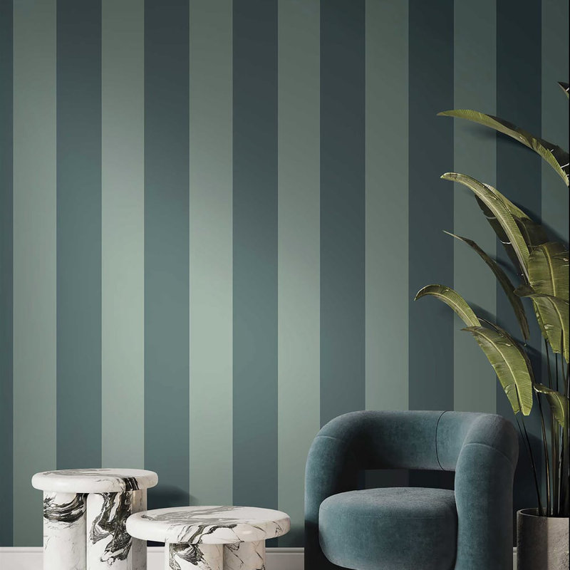Ornamenta Collection Wide Stripe Wallpaper Roll, Green