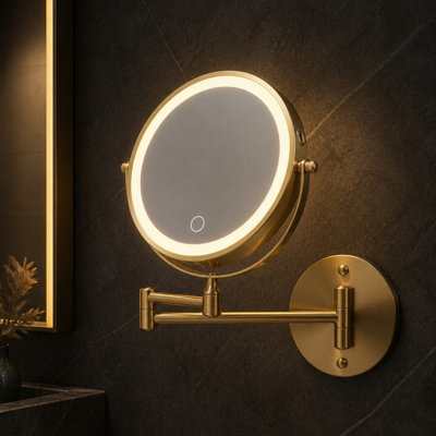 Modern 8 in. Round Wall Mounted LED Makeup Vanity Mirror with 10X Magnification