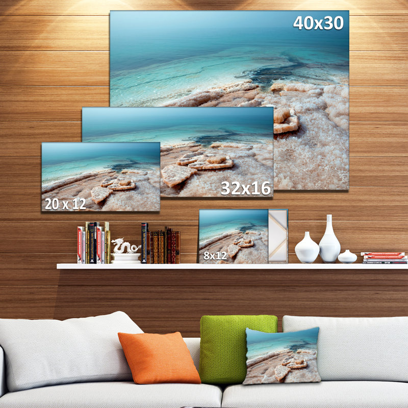 " Dead Sea Beach With Crystallized Salt ", 16" H x 32" W x 1" D, Wrapped Canvas