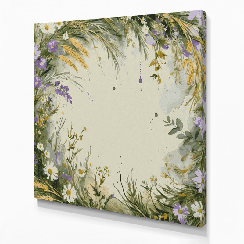 «Farm Farm Garland», art mural sur toile beige, H 8 po x l 8 po