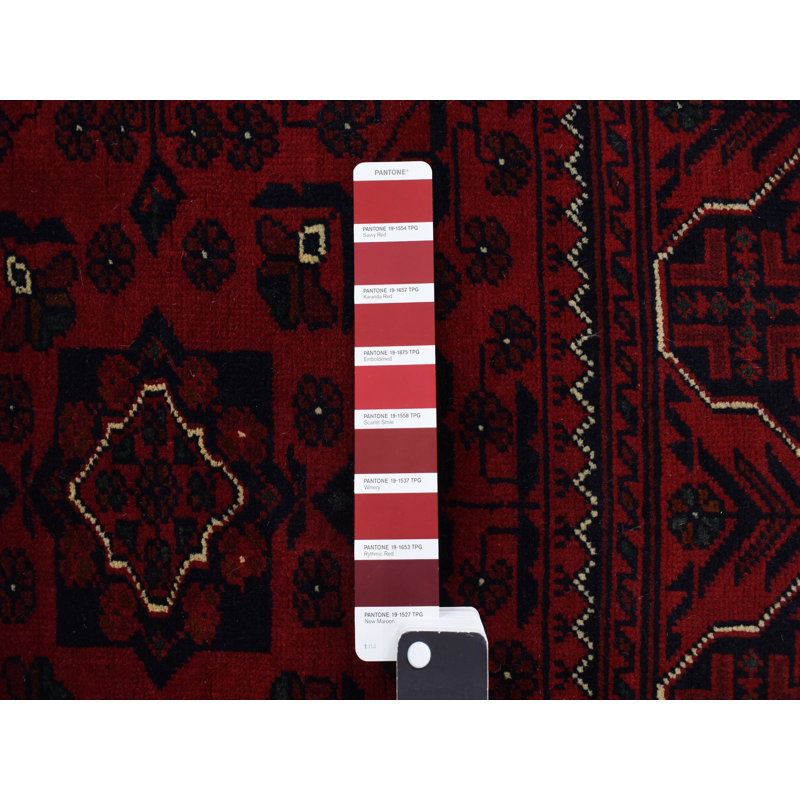 Tapis oriental rouge en laine noué à la main 3 pi 4 po x 4 pi 8 po - MOA10278091