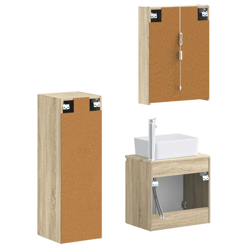 Vanity & Mirror Set, Light Wood