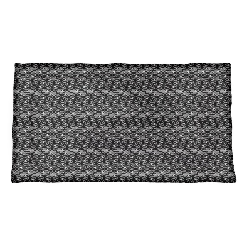 Taie décorative en treillis Katelyn Elizabeth, Très grand, Polyester, Noir / blanc