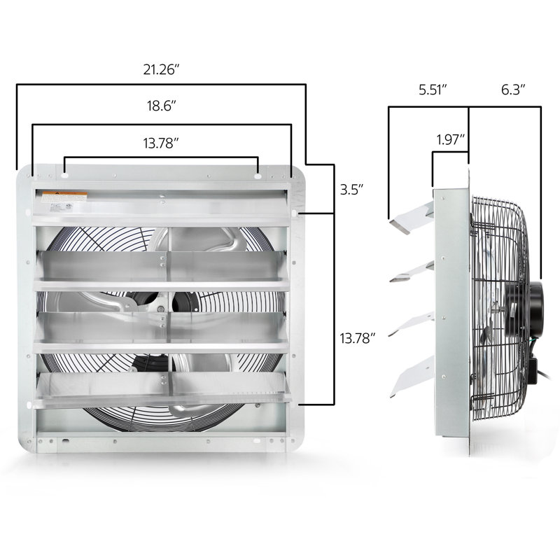 Ventilateur mural à cordon de 18 pouces avec volets