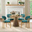 Oval Extendable Dining Table Set, MDF Round to Oval Dining Table 39.37"-70.87", Space-Saving Modern Luxury Kitchen Dining Room Furniture-129434336-129434334