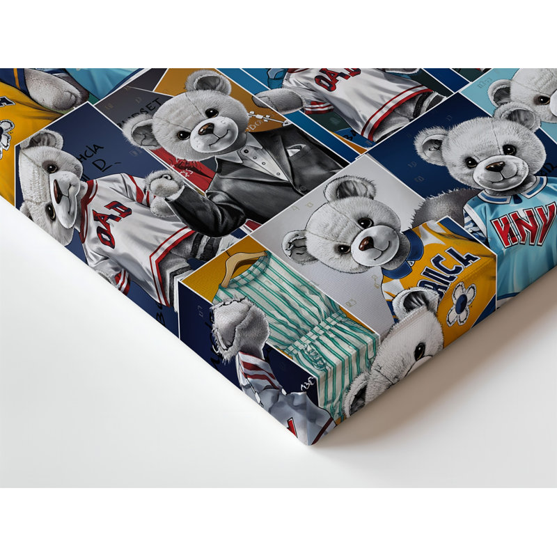 Toile «A Vibrant Densely Packed Brage Brims With Styled Bears», art mural unique orné d'une toile éclectique