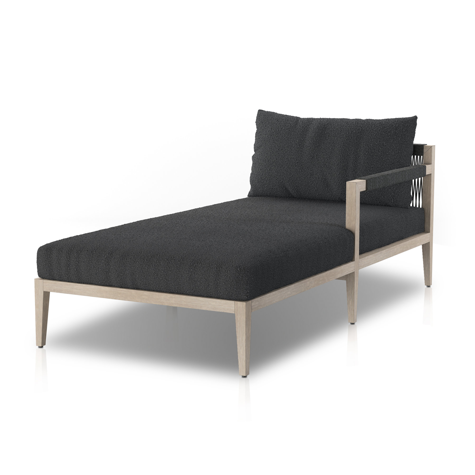 Nida 33'' Outdoor Aluminum Chaise Lounge, Fiqa Slate Boucle, Weathered Gray/Dark Gray