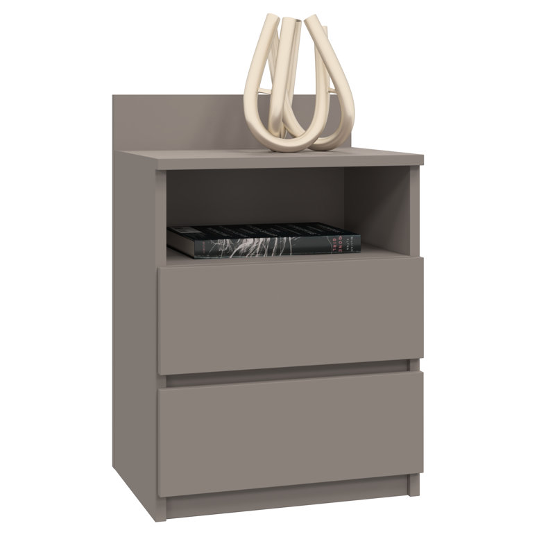 Abril 2 Drawer Bedside Table, Grey