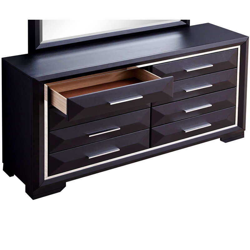 Commode 8 tiroirs, commode de rangement, noir