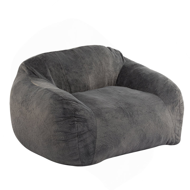 Fauteuil à billes d'intérieur, fausse fourrure grise