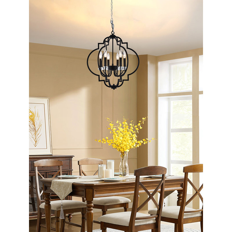 Lustre en cristal 6 lumières Jakayla, Noir