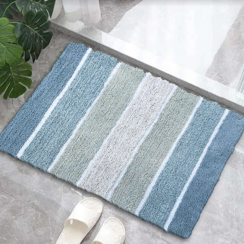Tapis pour salle de bain Cervantez, Bleu / blanc, L 21 po x L 34 po