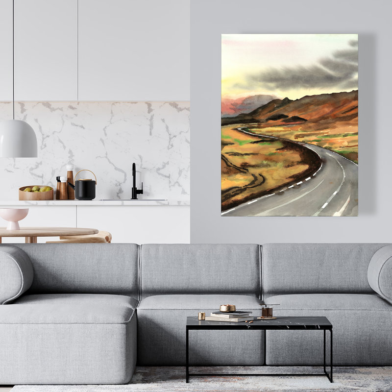 Sur la route en Islande - montagnes, décor sur toile