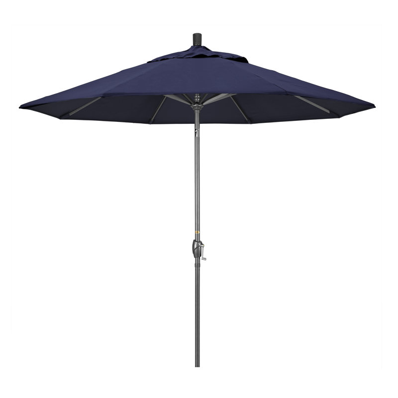 Parasol de marché 9 pi Ayomipo, Toile performance bleu marine, Brun