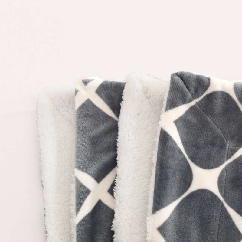 Throw Blanket, Gray/White