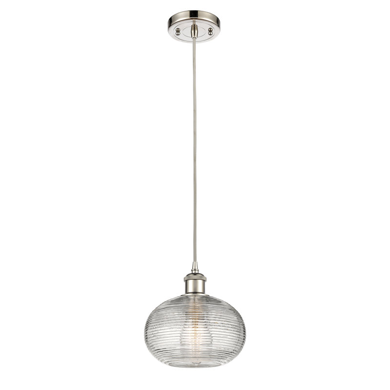 Luminaire suspendu simple à 1 lumière Jerard, Nickel poli