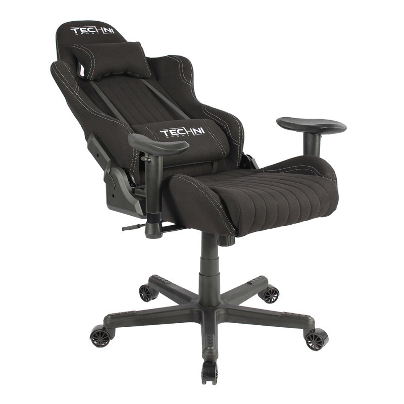 Racer High-Back Black Fabric Ergonomic Gaming Chair with Memory Foam