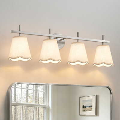 Luminaire de salle de bain moderne avec abat-jour en lin, applique murale à intensité variable aux 2/3/4 lumières pour miroir de salle de bain, chambre à coucher et couloir