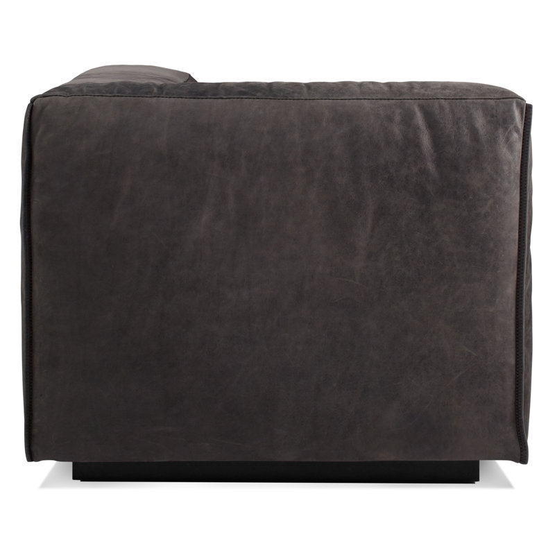 Cleon Chaise Lounge, Left Hand Facing, Slate Genuine Leather