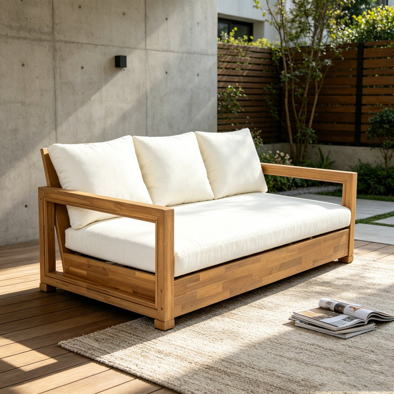 Patio Acacia Wood 3-seater Sofa, Teak