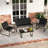 4 PCS Patio Furniture Set Fabric Lawn Chairs and Loveseat with  Coffee Table