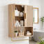 Armoire de salle de bain murale avec panneau de porte cannelé et tablette réglable, armoire à pharmacie flottante avec tablette ouverte et barre à serviettes, armoire de rangement pour salle de bain, salle de lavage et cuisine