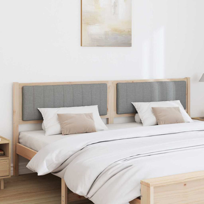 Solid Wood Headboard, Brown, King, Light Grey