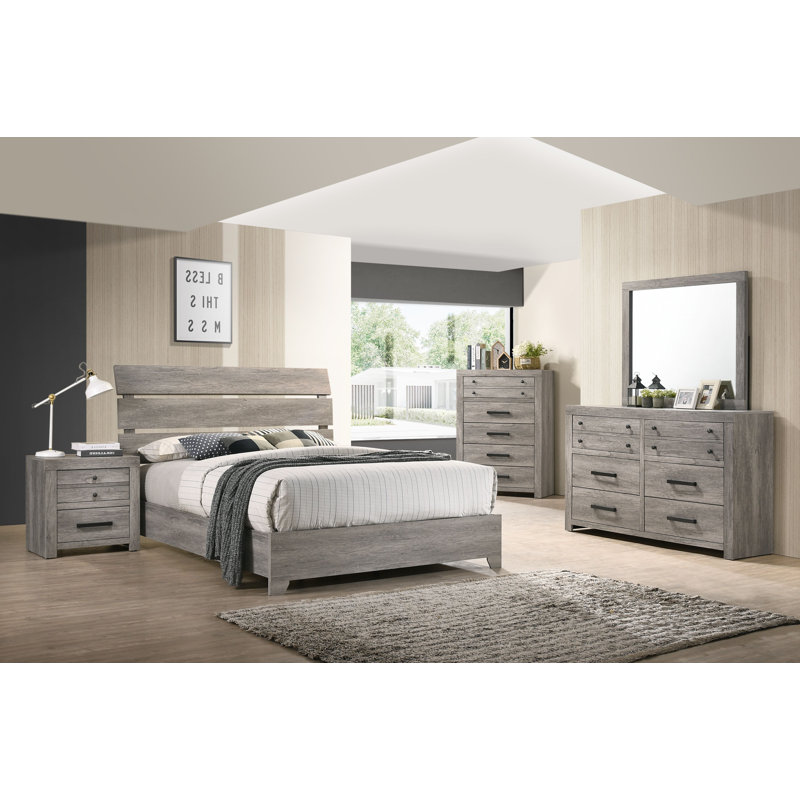 Ensemble de chambre à coucher avec lit plateforme Euree 3-4_Damian, Grand