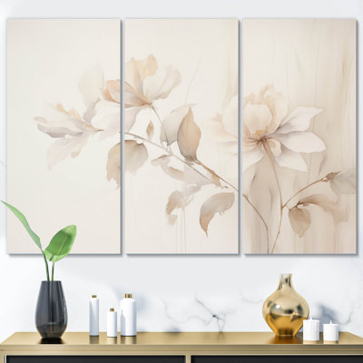 «White Botanical Elegance II» sur toile, reproduction de 3 pièces