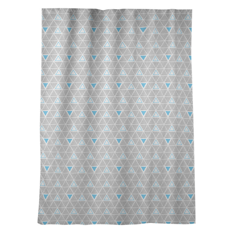Classic Hand Drawn Triangles Geometric Room Darkening Thermal Rod Pocket Single Curtain Panel, Teal/Gray