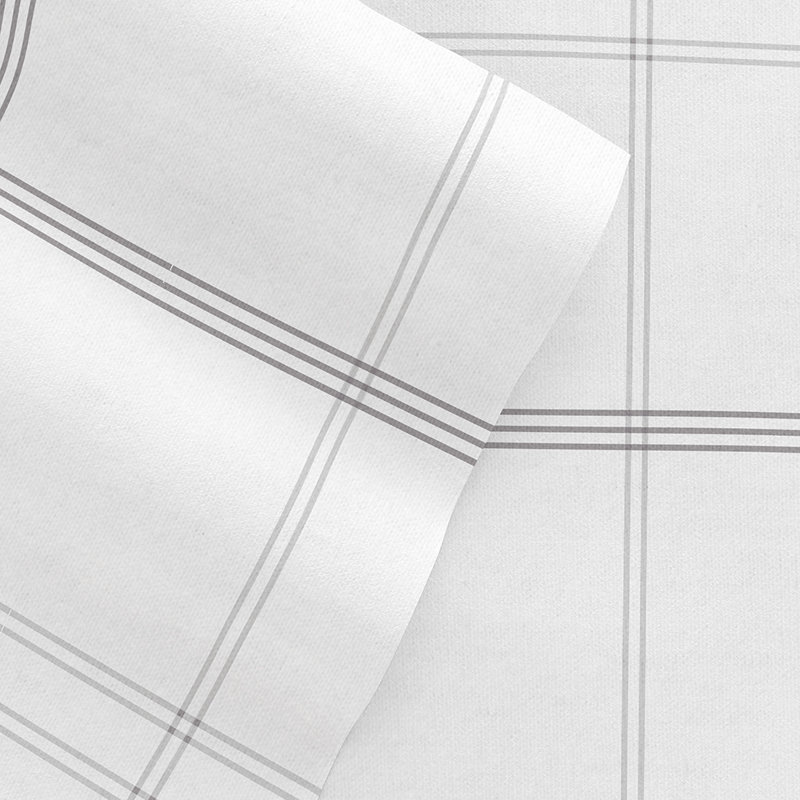 Sheet Set 100% Cotton Patterned Flannel Super Soft Bedding, Gray Checkered, King Sheet Set with 3 Additional Pieces